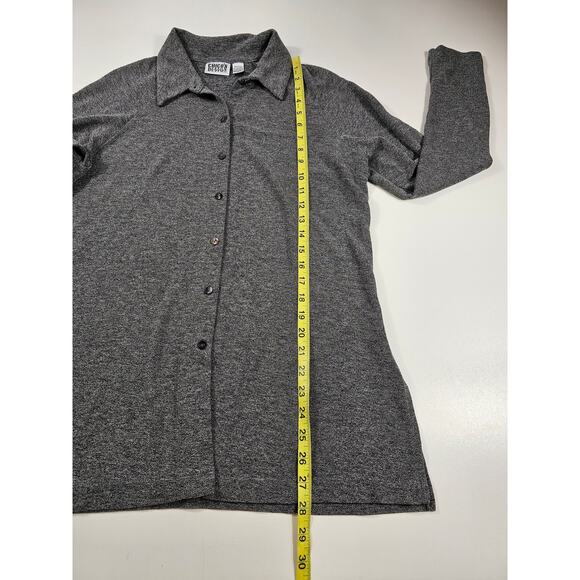 Chicos 2 (L)Acetate blend long sleeve grey button up tunic career casual EUC ^ - Picture 5 of 6